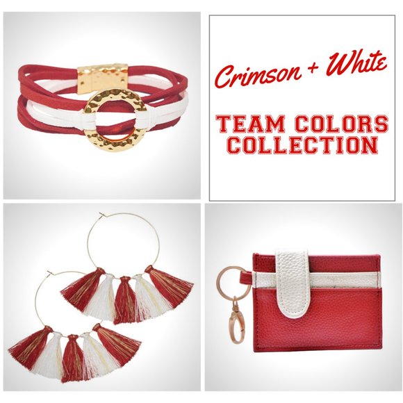 Red and White Hammered Circle & Suede Bracelet - Picture 2 of 11